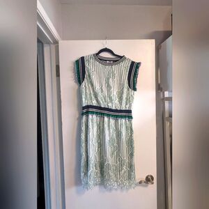 Anna Sui Green and Black Lace Midi Dress